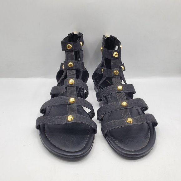 MARC FISHER PAMMY GOLD STUDDED GLADIATOR SANDALS - Picture 4 of 10